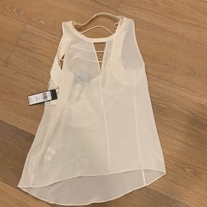 BCBGMaxAzria Cloe silk strappy tank white